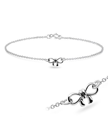 Cutie Bow Silver Anklet ANK-324